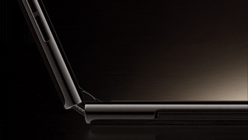 Huawei foldable laptop shown in both folded and unfolded positions demonstrating future laptop technology