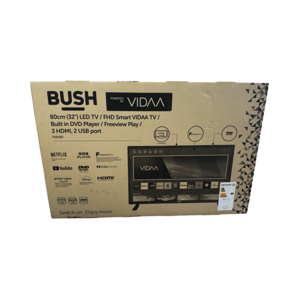 BUSH by VIDAA, Smart FHD LED TV Freeview, 32”, 3x HDMI & 2x USB Port: New