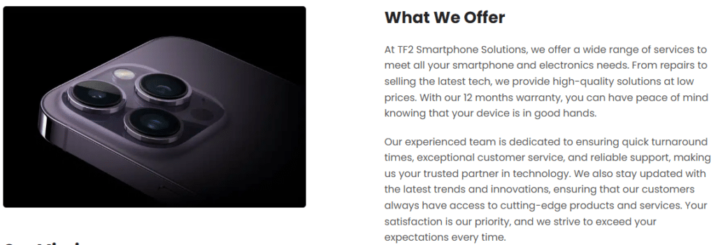 TF2 Smartphone Solutions, warranty, 12 month warranty