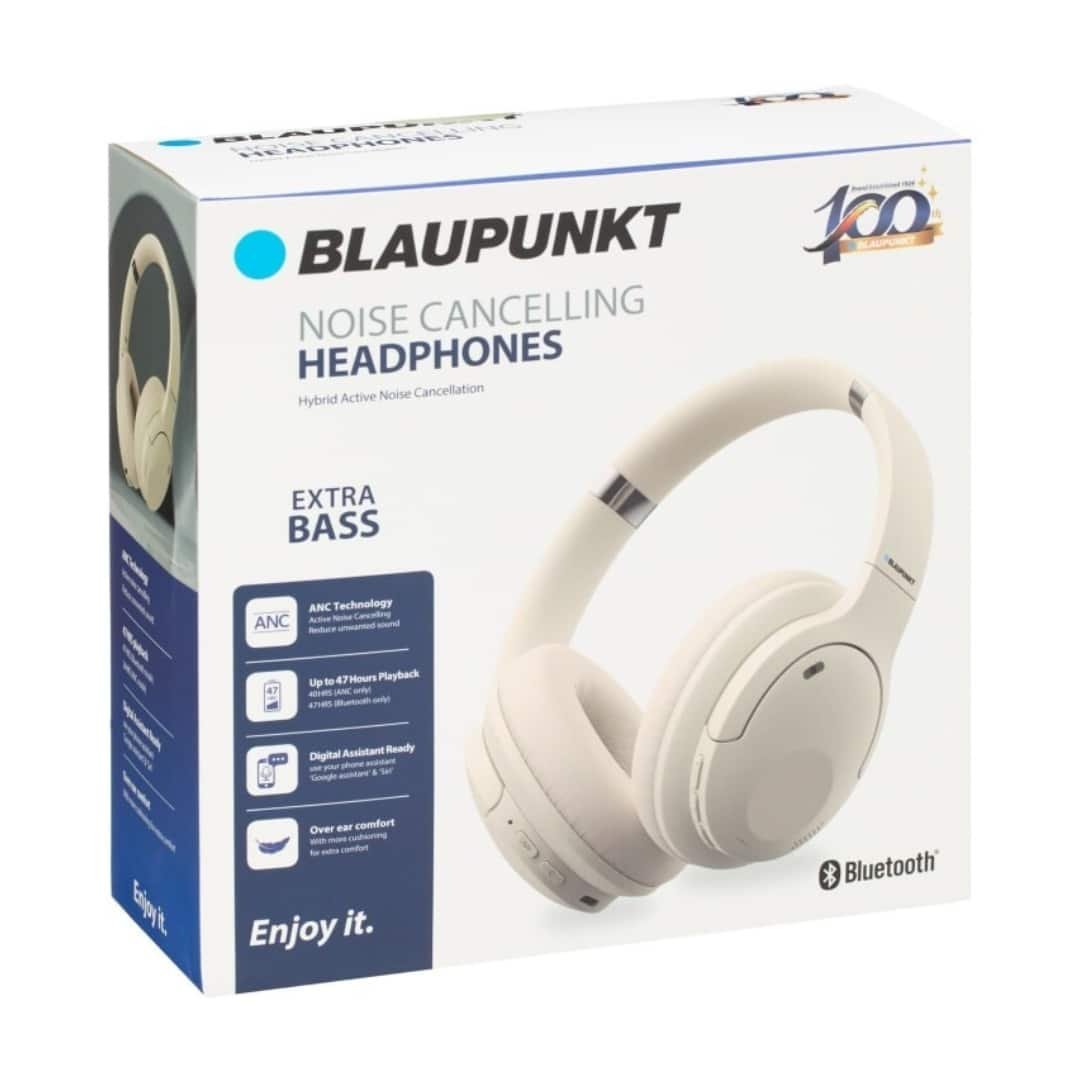 0.48254300 179139512487802138.jpg BLAUPUNKT Noise Cancelling Headphones White New Sealed - Image 1